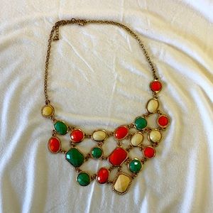 Teal orange and creme jewel necklace